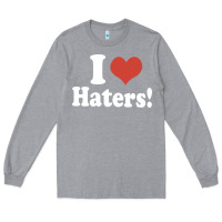 Heather Grey i love haters Long Sleeve Tee - PixelWave