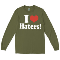 Army Green i love haters Long Sleeve Tee - PixelWave