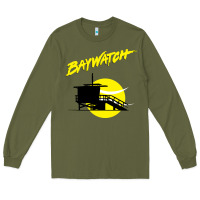 Army Green baywatch lifeguard tower sunset   baywatch Long Sleeve Tee - PixelWave