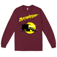 Burgundy baywatch lifeguard tower sunset   baywatch Long Sleeve Tee - PixelWave