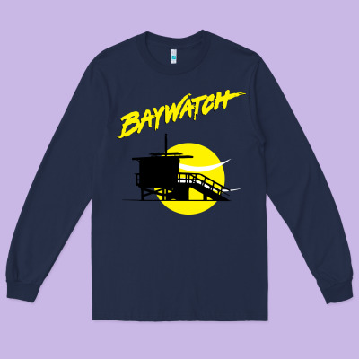 Baywatch Lifeguard Tower Sunset   Baywatch Long Sleeve Tee Designed By Pixelwave