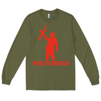 Army Green red dawn wolverines Long Sleeve Tee - PixelWave