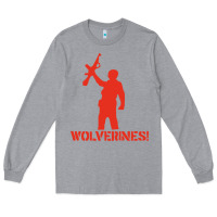 Heather Grey red dawn wolverines Long Sleeve Tee - PixelWave