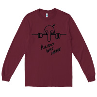 Burgundy Kilroy was here (on RedBubble) gift Long Sleeve Tee - PixelWave