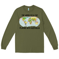 Army Green the world is a cat playing with australia 2020 shirt Long Sleeve Tee - PixelWave