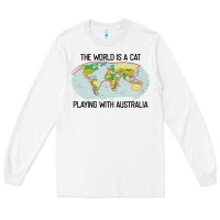 White the world is a cat playing with australia 2020 shirt Long Sleeve Tee - PixelWave