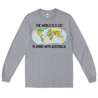 Heather Grey the world is a cat playing with australia 2020 shirt Long Sleeve Tee - PixelWave