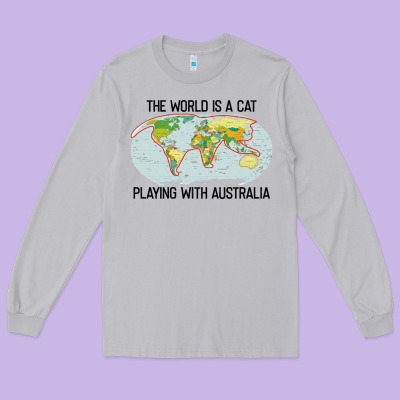 The World Is A Cat Playing With Australia 2020 Shirt Long Sleeve Tee Designed By Pixelwave