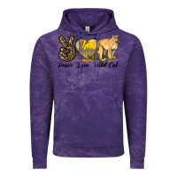 Cloud Purple Peace Love Wild cat Vintage Hoodie - LillyAllenDesigns