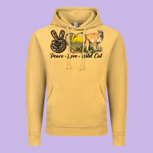 Peace Love Wild Cat Vintage Hoodie Designed By Lillyallendesigns