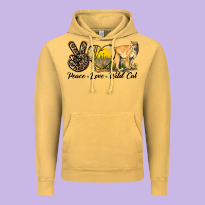 Peace Love Wild Cat Vintage Hoodie Designed By Lillyallendesigns