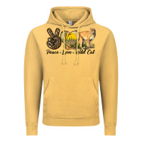 Vintage Mustard Peace Love Wild cat Vintage Hoodie - LillyAllenDesigns
