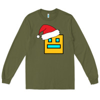 Army Green Geometry Dash Long Sleeve Tee - PixelWave