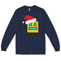 Navy Geometry Dash Long Sleeve Tee - PixelWave