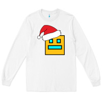 White Geometry Dash Long Sleeve Tee - PixelWave