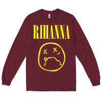Burgundy Grunge Rihanna Long Sleeve Tee - PixelWave