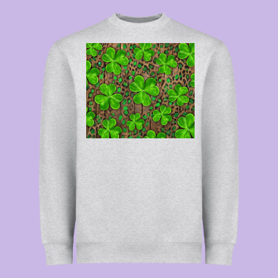 Saint Patricks Day Shamrock And Leopard Heavyweight Sweatshirt Designed By Ranaportraitstore