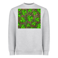 Heather Grey Saint Patricks Day Shamrock And Leopard Heavyweight Sweatshirt - RanaPortraitStore