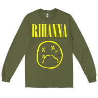 Army Green Grunge Rihanna Long Sleeve Tee - PixelWave
