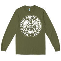 Army Green World Oyama Karate Organization ( white ) Long Sleeve Tee - PixelWave