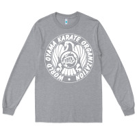 Heather Grey World Oyama Karate Organization ( white ) Long Sleeve Tee - PixelWave