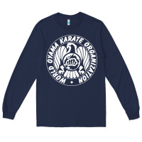 Navy World Oyama Karate Organization ( white ) Long Sleeve Tee - PixelWave