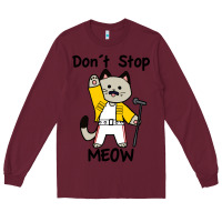 Burgundy Don´t Stop Meow Long Sleeve Tee - PixelWave