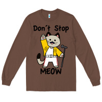 Chestnut Don´t Stop Meow Long Sleeve Tee - PixelWave