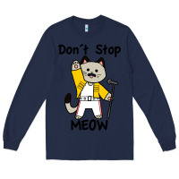 Navy Don´t Stop Meow Long Sleeve Tee - PixelWave