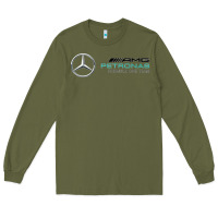 Army Green mercedis f1 Long Sleeve Tee - PixelWave
