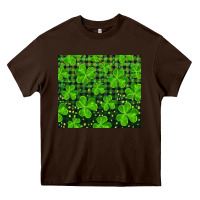 Chocolate Brown shamrock and plaid Heavy Core Tee - RanaPortraitStore