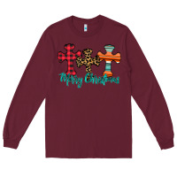 Burgundy merry Christmas cross Long Sleeve Tee - CowhideDigitalArt