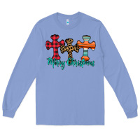 Colony Blue merry Christmas cross Long Sleeve Tee - CowhideDigitalArt