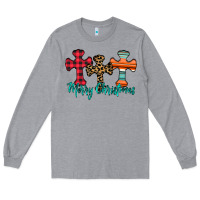 Heather Grey merry Christmas cross Long Sleeve Tee - CowhideDigitalArt