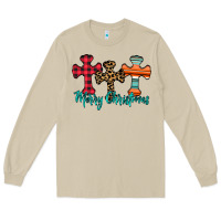 Mushroom merry Christmas cross Long Sleeve Tee - CowhideDigitalArt