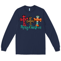 Navy merry Christmas cross Long Sleeve Tee - CowhideDigitalArt