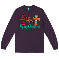 Plum merry Christmas cross Long Sleeve Tee - CowhideDigitalArt