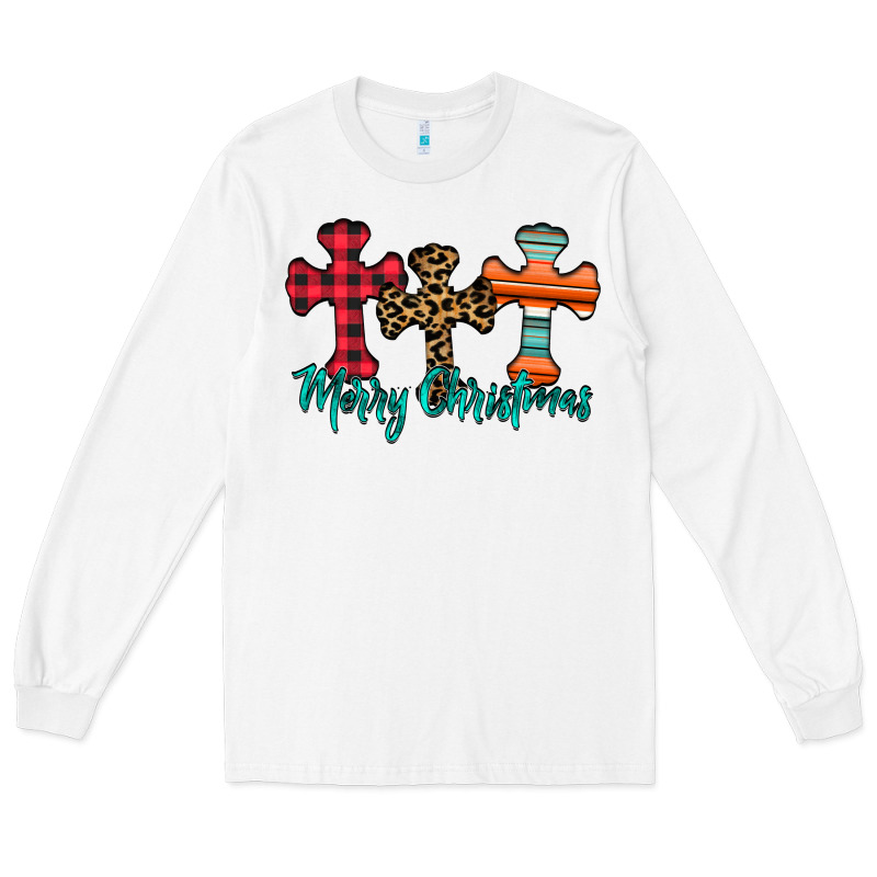Merry Christmas Cross Long Sleeve Tee by CowhideDigitalArt | Teevron