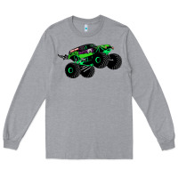Heather Grey monster truck grave digger Long Sleeve Tee - PixelWave