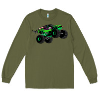 Army Green monster truck grave digger Long Sleeve Tee - PixelWave