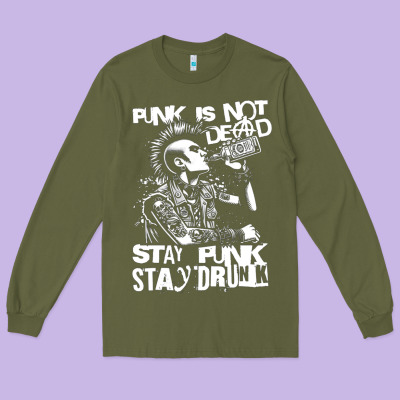 Stay Punk Stay Drunk Long Sleeve Tee Designed By Pixelwave