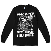 Black Stay Punk Stay Drunk Long Sleeve Tee - PixelWave