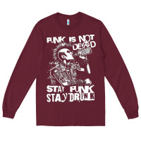Burgundy Stay Punk Stay Drunk Long Sleeve Tee - PixelWave