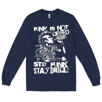 Navy Stay Punk Stay Drunk Long Sleeve Tee - PixelWave