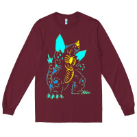 Burgundy Spacegodzilla Long Sleeve Tee - PixelWave