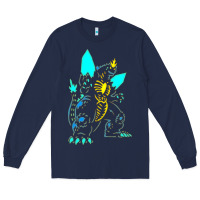 Navy Spacegodzilla Long Sleeve Tee - PixelWave