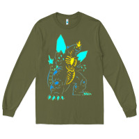 Army Green Spacegodzilla Long Sleeve Tee - PixelWave