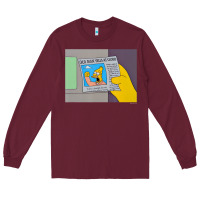 Burgundy The Simpsons Old Man Yells At Cloud Newspaper V1 Long Sleeve Tee - PixelWave