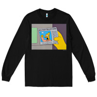 Black The Simpsons Old Man Yells At Cloud Newspaper V1 Long Sleeve Tee - PixelWave