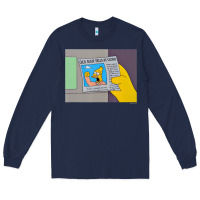 Navy The Simpsons Old Man Yells At Cloud Newspaper V1 Long Sleeve Tee - PixelWave